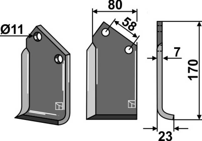 Fräsmesser 170x80mm, rechts